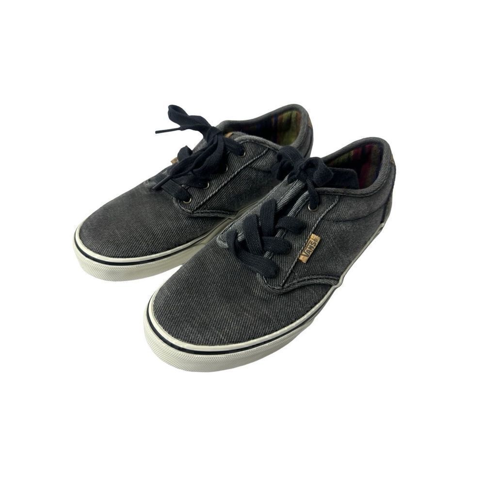 Vans Off The Wall Gray/Black Factory Faded Skate Shoe Cork Branding YOUTH Size 5
